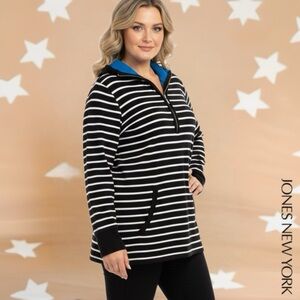 Jones New York Women's Black and White Striped top
